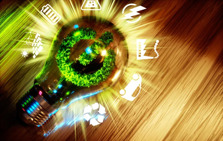 56972944 - concept  of green energy innovation technology. 3d computer generated image.