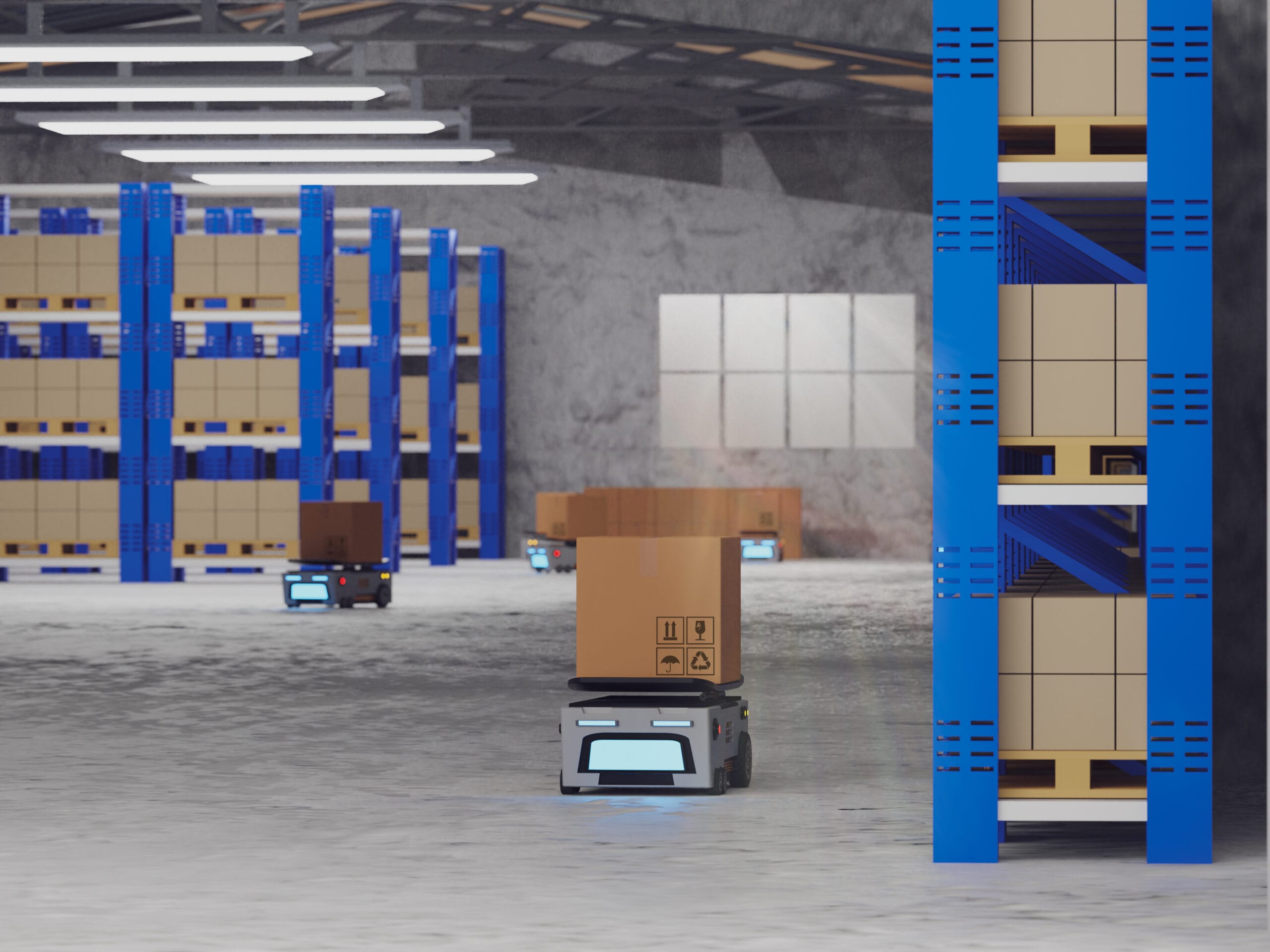 Concept industry 4.0 smart vehicle autonomous robot AGV AdobeStock 430787482 scaled